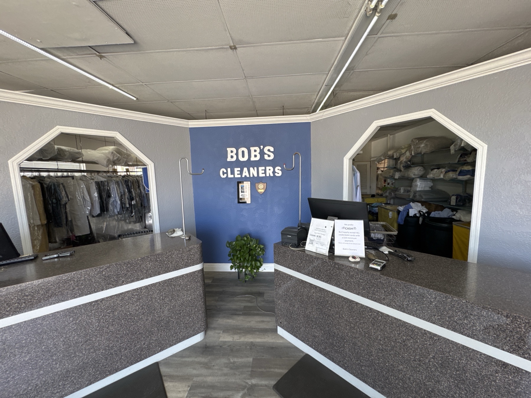 Interior front counter at Bob's Laundry and Dry Cleaning