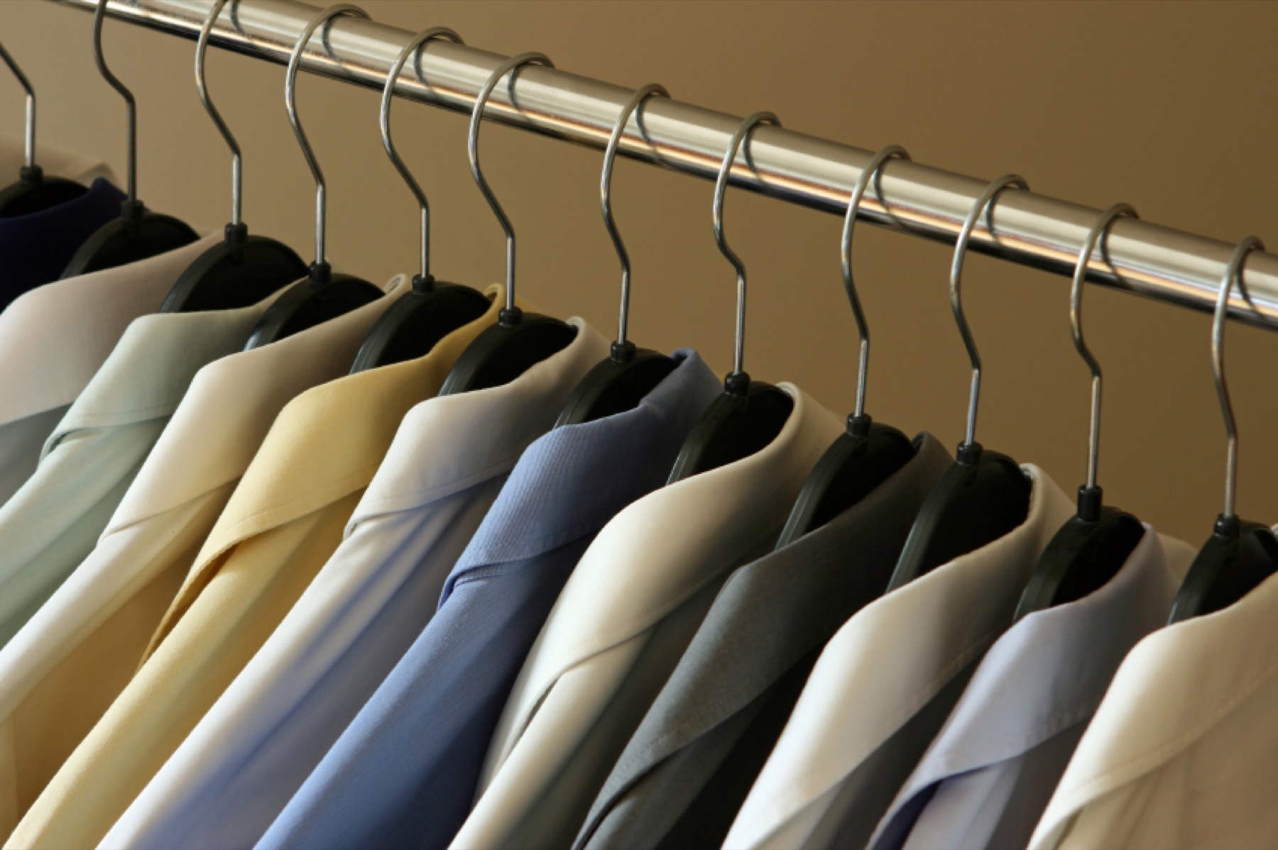 Garments arranged on hangers